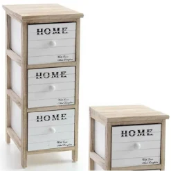 CASSETTIERA 3 CASSETTI H62 26X32CM BIANCA LEGNO NATURALE MODERNA PORTAOGGETTI