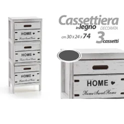 CASSETTIERA 3 CASSETTI SALVASPAZIO CUCINA BAGNO INGRESSO SLIM 74X30X24CM 787997