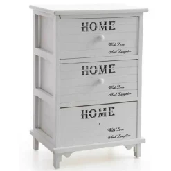 CASSETTIERA 3 CASSETTI 60X40X31CM COMODINO HOME BIANCO LEGNO MODERNA MULTIUSO