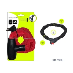 CATENA LUCCHETTO ANTIFURTO IN ACCIAIO CON RIVESTIMENTO IN NYLON MOTO BICI XC-1968