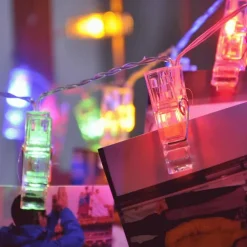 CATENA LUMINOSA 10 MOLLETTE LED GHIRLANDA STRINGA PER APPENDERE FOTO MULTICOLOR