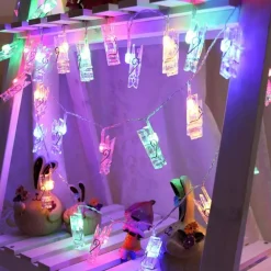 CATENA LUMINOSA 10 MOLLETTE LED GHIRLANDA STRINGA PER APPENDERE FOTO MULTICOLOR