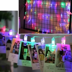 CATENA LUMINOSA 10 MOLLETTE LED GHIRLANDA STRINGA PER APPENDERE FOTO MULTICOLOR