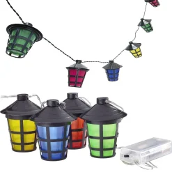 CATENA LUMINOSA A BATTERIE 10 LAMPIONCINI A LED PER USO INTERNO ED ESTERNO PARTY