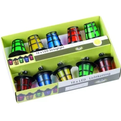 CATENA LUMINOSA A BATTERIE 10 LAMPIONCINI A LED PER USO INTERNO ED ESTERNO PARTY