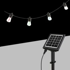 CATENA LUMINOSA CON PANNELLO SOLARE LED RGBW 10MT CON 10 LAMPADINE GIARDINO SO-ST-RGBW