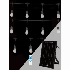 CATENA LUMINOSA CON PANNELLO SOLARE 10 LAMPADINE E27 IMPERMEABILE IP65 S20A-10M