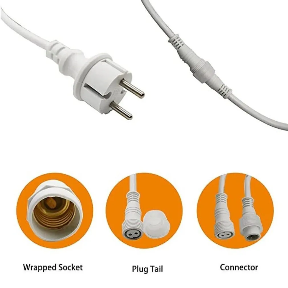 CATENA LUMINOSA DA ESTERNO MODULARE 10 LAMPADINE E27 CAVO 10 METRI IP65 BIANCO