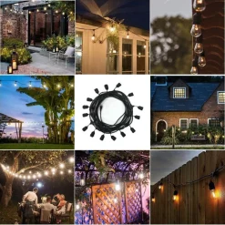 CATENA LUMINOSA DA ESTERNO MODULARE 10 LAMPADINE E27 CAVO 10 METRI IP65 BIANCO