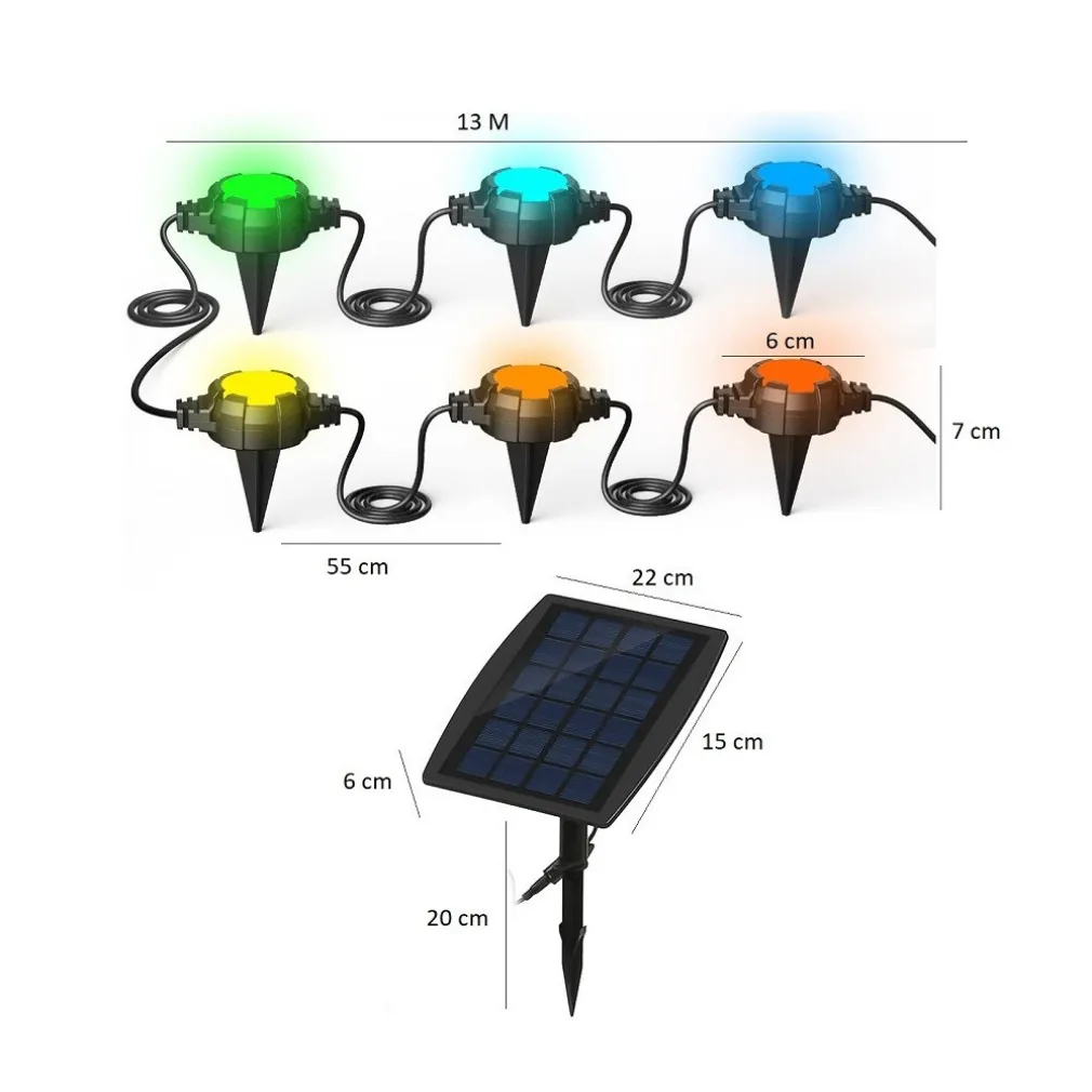 CATENA LUMINOSA SOLARE CREPUSCOLARE LED RGB RGBW SMART BLUETOOTH IP65 LUCE 13 MT
