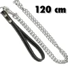 CATENA PER CANE GUINZAGLIO CANI 120CM CON GANCIO ACCIAIO E MANIGLIA IN CUOIO