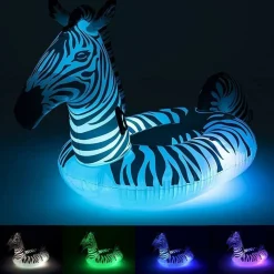 CAVALCABILE FASHION GONFIABILE ZEBRA GIGANTE CON LUCI LED PISCINA 254X142CM 41406