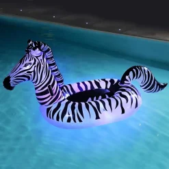 CAVALCABILE FASHION GONFIABILE ZEBRA GIGANTE CON LUCI LED PISCINA 254X142CM 41406