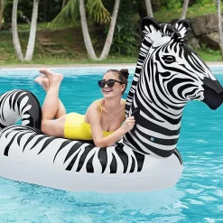 CAVALCABILE FASHION GONFIABILE ZEBRA GIGANTE CON LUCI LED PISCINA 254X142CM 41406