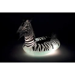 CAVALCABILE FASHION GONFIABILE ZEBRA GIGANTE CON LUCI LED PISCINA 254X142CM 41406