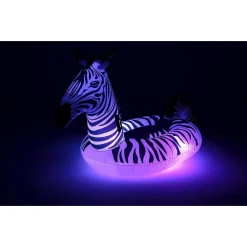 CAVALCABILE FASHION GONFIABILE ZEBRA GIGANTE CON LUCI LED PISCINA 254X142CM 41406