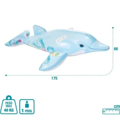CAVALCABILE FORMA DELFINO GONFIABILE PISCINA MARE 175 X 66 CM CON MANIGLIE 58535