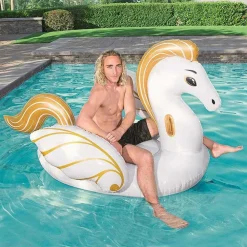 CAVALLO FASHION PEGASO CAVALCABILE GIGANTE 231 X 150 CM UNICORNO BIANCO