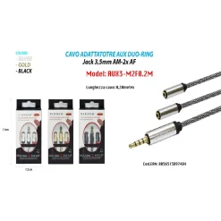 CAVI AUDIO AUX JACK 3,5MM PER SMARTPHONE SPLITTER ADATTATORE MAXTECH 2M AUX3-M2F0.2M