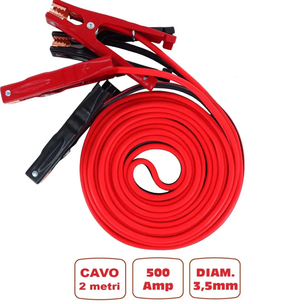 CAVI COLLEGAMENTO BATTERIA 500 AMP JUMPER AVVIAMENTO AUTO CAMPER CAMION MOTO