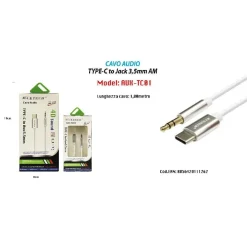 CAVO ADATTATORE AUDIO CUFFIE AUX JACK 3,5MM MASCHIO A TYPE-C MAXTECH AUX-TC01