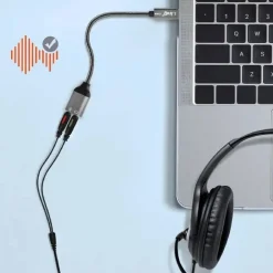 CAVO ADATTATORE AUDIO DA TYPE-C A DOPPIO JACK 3,5MM CUFFIE + MICROFONO TPC3536