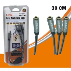 CAVO ADATTATORE AUDIO SPLITTER DA JACK 3,5MM FEMMINA A 3X JACK 3,5MM FEMMINA F1F3