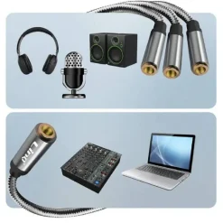 CAVO ADATTATORE AUDIO SPLITTER DA JACK 3,5MM FEMMINA A 3X JACK 3,5MM FEMMINA F1F3