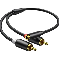 CAVO ADATTATORE AUDIO STEREO AUX JACK 3.5MM FEMMINA A 2XRCA MASCHIO 15CM RCA-A01