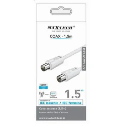 CAVO ANTENNA COAX 1.5 MT IEC MASCHIO-FEMMINA TELEVISORE HDTV PROLUNGA CAV-AT1.5M