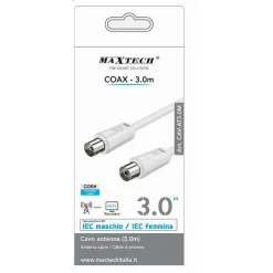 CAVO ANTENNA COAX 3MT IEC MASCHIO-IEC FEMMINA TELEVISORE HDTV PROLUNGA CAV-AT3.0M