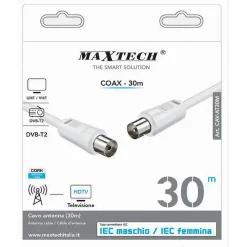 CAVO ANTENNA COAX 30MT MASCHIO-FEMMINA TV HDTV DVB-T2 UHF/VHF PROLUNGA CAV-AT30M