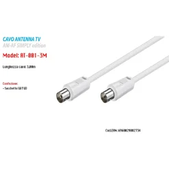 CAVO ANTENNA PROLUNGA COASSIALE TV MASCHIO FEMMINA M/F 3 METRI MAXTECH AT-001-3M