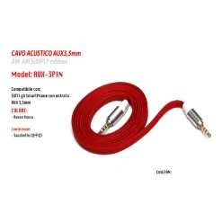 CAVO AUDIO ACUSTICO STEREO PER SMARTPHONE AUX JACK 3,5MM AM-AM MAXTECH AUX-3PIN