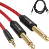 CAVO AUDIO AUX 3.5MM MASCHIO A DOPPIO CAVO JACK 6.5MM MASCHIO MONO AJACK-01 1.5MT