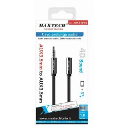 CAVO AUDIO JACK AUX 3,5 MM DA MASCHIO A FEMMINA AM/AF 1.8 MT PROLUNGA AUX3-MF02