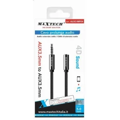 CAVO AUDIO JACK AUX 3,5MM DA MASCHIO A FEMMINA AM / AF DA 5MT PROLUNGA AUX3-MF04