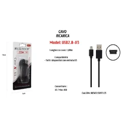 CAVO CARICABATTERIA CARICATORE RICARICA USB CON ENTRATA V3 1MT MAXTECH USB2.0-V3