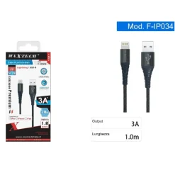 CAVO CARICATORE LIGHTNING USB 1 MT RICARICA TRASFERIMENTO DATI 3A IPHONE F-IP034