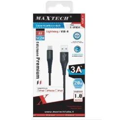 CAVO CARICATORE LIGHTNING USB 1 MT RICARICA TRASFERIMENTO DATI 3A IPHONE F-IP034