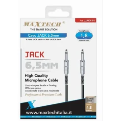 CAVO COLLEGAMENTO 2 JACK 6.5 MM MONO 1.8 MT CAVO MICROFONO AUDIO STEREO JJACK-01