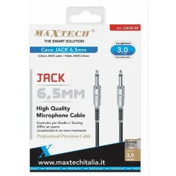 CAVO COLLEGAMENTO 2 JACK DA 6.5 MM MONO 3MT CAVO MICROFONO AUDIO STEREO JJACK-02