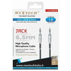 CAVO COLLEGAMENTO 2 JACK DA 6.5MM 1.8 MT CAVETTO MICROFONO AUDIO STEREO JJACK-06