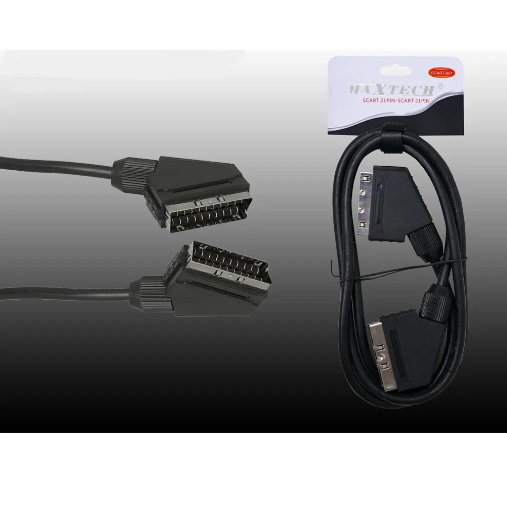 CAVO CORDA SCART PRESA TV DECODER DIGITALE LETTORE DVD VHS 21 PIN MAXTECH SCART-001