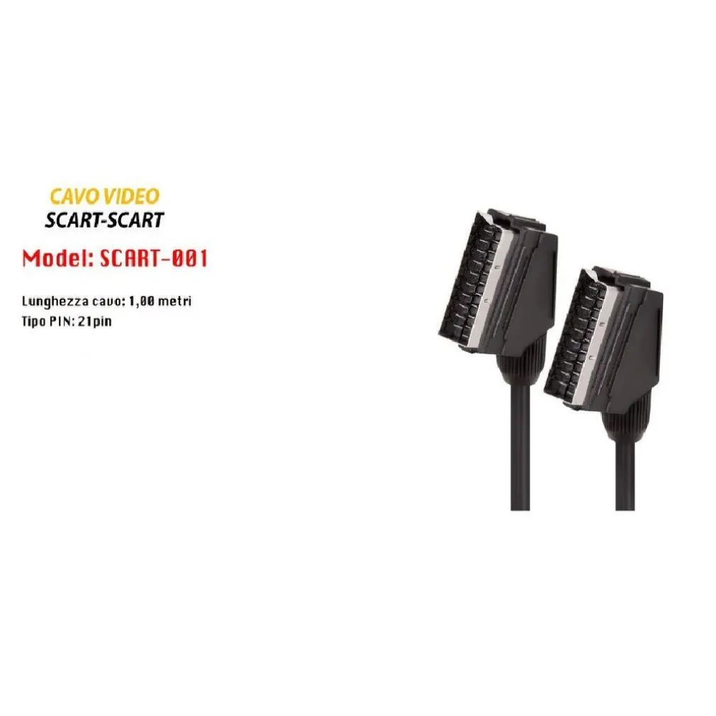 CAVO CORDA SCART PRESA TV DECODER DIGITALE LETTORE DVD VHS 21 PIN MAXTECH SCART-001