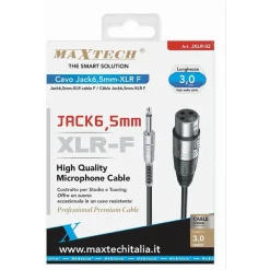 CAVO DA JACK 6.5 MM MONO A XLR FEMMINA AUDIO PROLUNGA PER MICROFONO 3 MT JXLR-02