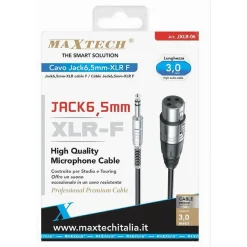 CAVO DA JACK 6.5MM A XLR FEMMINA AUDIO PROLUNGA PER MICROFONO DA 3 METRI JXLR-06