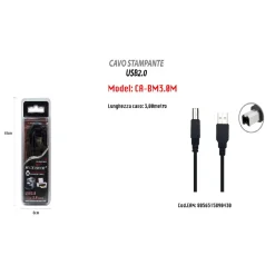 CAVO DA 3MT USB 2.0 PER STAMPANTE HP PROLUNGA DATI PC HARD DISK MAXTECH CA-BM3.0M