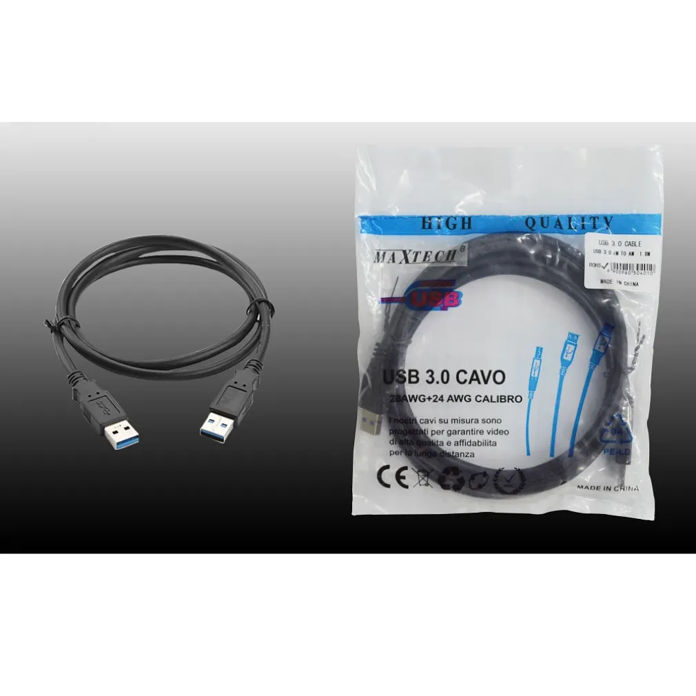 CAVO DA 1,8MT USB 3.0 TIPO A CABLE DATI PC HARD DISK MAXTECH USB 3.0 AM TO AM 1.8M