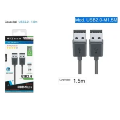 CAVO DATI DOPPIO USB 2.0 MASCHIO - MASCHIO PROLUNGA 1,5 MT 480MBPS USB2.0-M1.5M